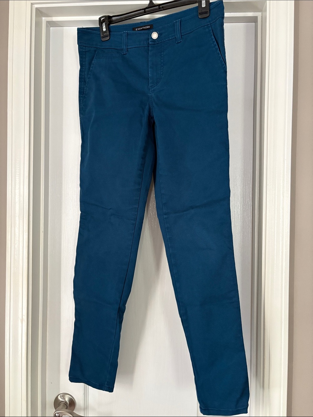 Teal Blue Straight-Leg Chinos, Sz 6